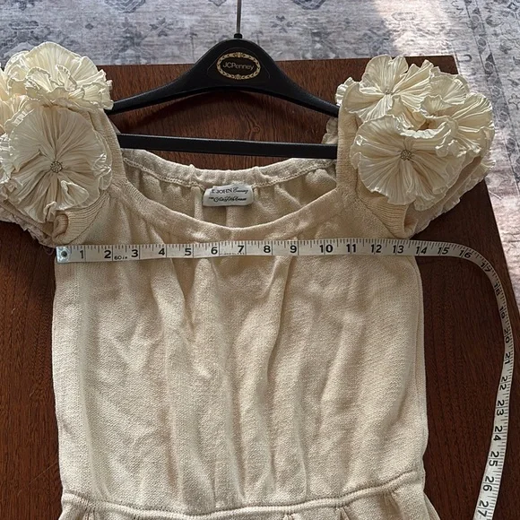 St John Evening Knit Cream Puff Sleeve Dress 10 - Picture 11 of 12